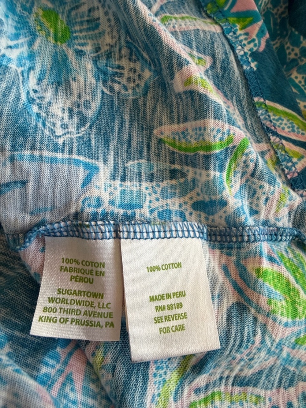Lilly Pulitzer Blue and Pink Georgia palazzo Tropical Print Top & pants - Picture 7 of 7